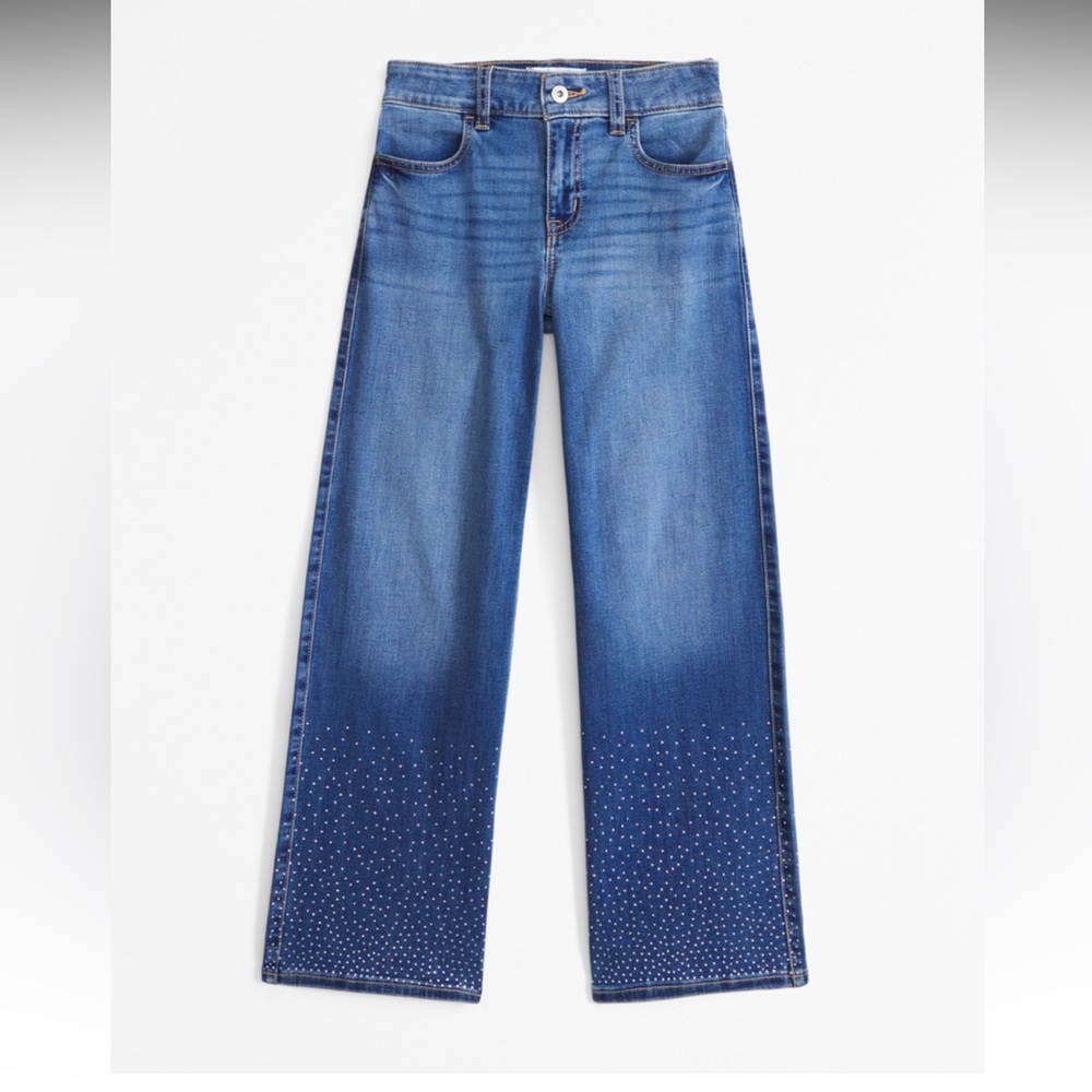 Abercrombie kids shine high-rise wide leg jeans ✨